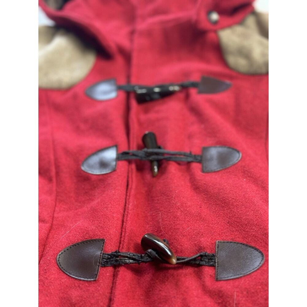 Titis Peaoat Women's Red Tan Coat Zip Hook Loop Closure Size Medium M - Picture 3 of 5